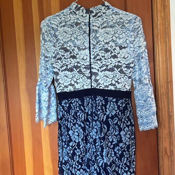 Paper Dolls Blue Lace Pencil Dress with Bell Sleeves - Picture 4 of 5